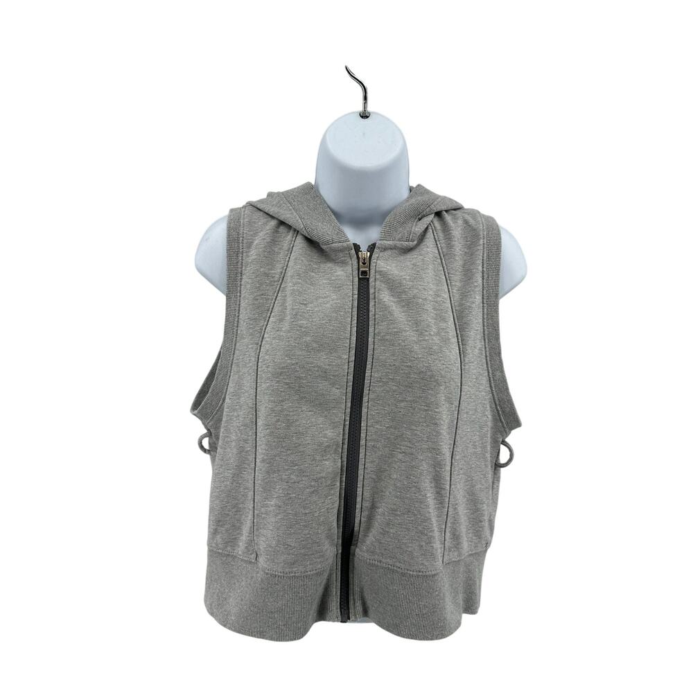 Athleta Hooded Vest WMNS M Gray S/566564-00 Full Zip Sleeveless Workout Hoodie